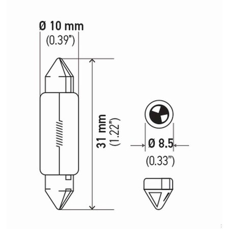 Hella Bulb 3175 12V 10W Sv8.5-8 T3.25 10X31 Sb DE3175SB